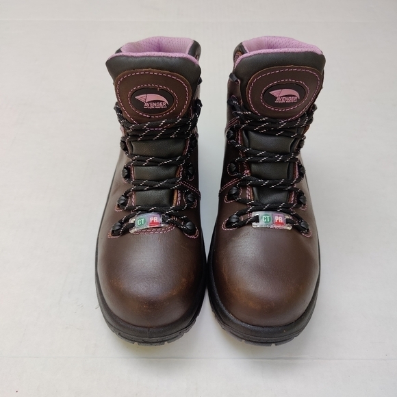 AVENGER Women's Composite Toe Waterproof Framer Boots Brown/Lilac Size US 8.5 - Picture 2 of 13